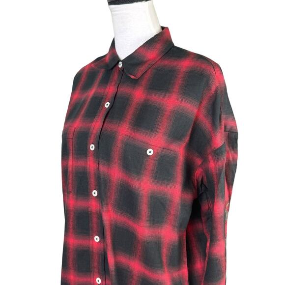 Adaptation NWT Barneys New York Red Black Plaid Flannel Rose Embroidered Dress - Picture 7 of 13